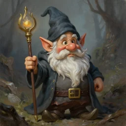 old gnome wizard in the style of Greg Rutkowski, realistic painting, high definition, digital art, very detailed