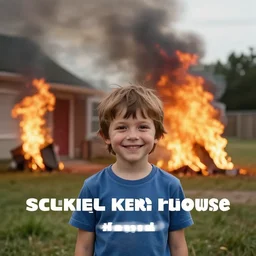 “ smiling kid with house burning down, meme, funny ”