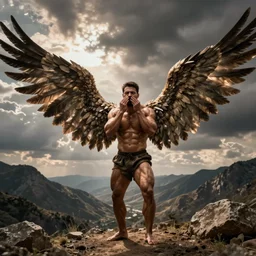 bodybuilder getting tickled, wide angel