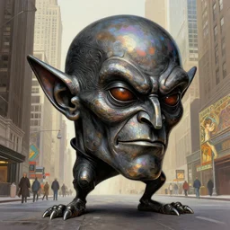 anthropomorphic d 2 0 head in iridescent darkyiron mr bean stomping new york, intricate, elegant, highly detailed hobgoblin, wide angle, digital painting, artstation, concept art, sharp focus, illustration, art by artgerm, bob eggleton, stephen hickman, richard corben, wayne barlowe, greg rutkowski, alphonse mucha, 8 k