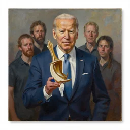 an oil painting depicting joe biden as a god, 4 k, highly detailed