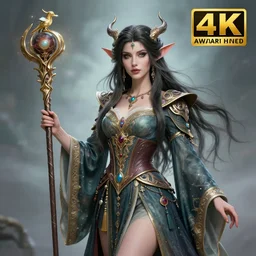 beautiful elemental sky witch with ornate robes and staff, highly detailed, 4 k, hdr, smooth, sharp focus, high resolution, award - winning photo, artgerm, photorealistic