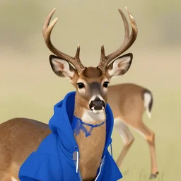 white-tailed deer wearing a blue hoodie, trending on FurAffinity