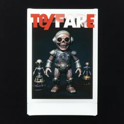 toyfare magazine cover of sci - fi horror toys. studio lighting. 3 5 mm f / 2. 8 macro lens. creepy dark polaroid - h 6 4 0