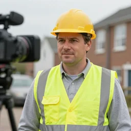 bob from bob the builder spotted in real life, camera footage, realistic, 4 k, hyperrealistic, award winning