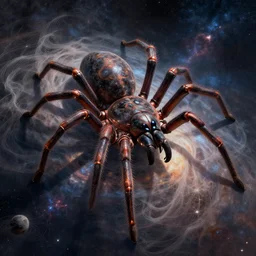a huge celestial arachnid weaving the fabric of time and space, concept art, digital illustration, trending on artstation, deviantart, artgerm, epic composition, masterpiece, highly detailed, advanced technique, ambient lighting, wlop, ross draws