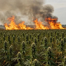 cannabis field on fire, ww1 photo, grainy, high detail, high resolution,