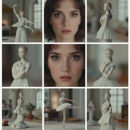 beautiful three point perspective film still of funky pop holly herndon ballerina in ronin, extreme closeup portrait in style of frontiers in blade runner miniature photography fashion architectural art studio seinen manga edition, porcelain fairy statue, tilt shift background, soft lighting, kodak portra 4 0 0, 8 k, macro, cinematic style by emmanuel lubezki