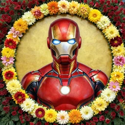 a portrait of an antman rounded by flowers, by well renowned world artist