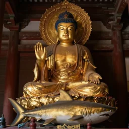 golden buddhist sculpture inside a japanese temple, made by anders zorn, highly detailed, beautiful cinematic light deep focus, smooth, shark focus, golden ratio, dramatic illumination, ultra realistic