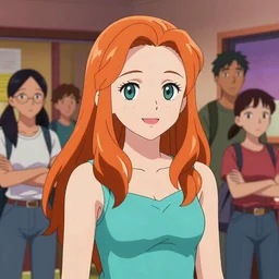 portrait of regina george from mean girls, highschool background, rich vivid colors, ambient lighting, dynamic lighting, 4k, official media, anime key visual, makoto shinkai, ilya kuvshinov, lois van baarle, rossdraws, detailed, trending on artstation