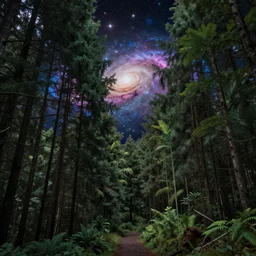 forest trees, galaxy 🌌 digital art