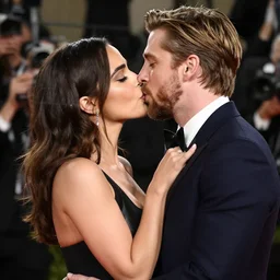 Ana de Armas kissing Ryan Gosling