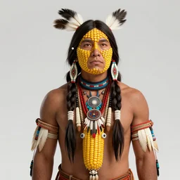 a native american with corn for skin, highly detailed, digital art, sharp focus, trending on art station, anime art style