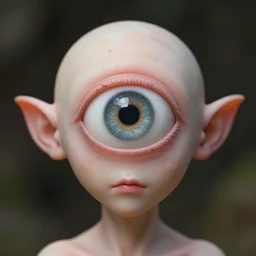 Portrait photo of an unbrushed cyclops without nose and with one giant eye, high quality photo, 85mm, focused, fantasy, digital art