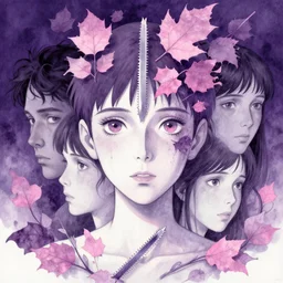portrait, nightmare anomalies, leaves with a razor by miyazaki, violet and pink and white palette, illustration, kenneth blom, mental alchemy, james jean, pablo amaringo, naudline pierre, contemporary art, hyper detailed