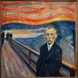 Jens Stoltenberg in Scream painting by Edvard Munch