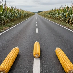 a road made of corn, photo realistic, high reflections, high detail - n 3