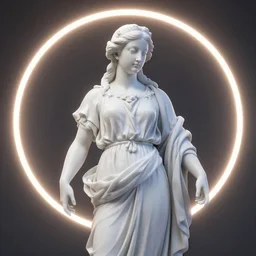 a renaissance statue, neon ring background, ray tracing, 3 d render, 8 k resolution, shar focus, hyper detailed, hyper realistic