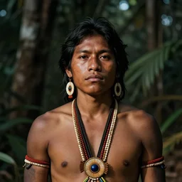a young indigenous amazon man about to go through a rite of passage