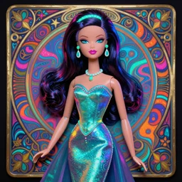 Barbie doll, psychedelic acid trip, blacklight reactive, sexy, [[fantasy]], intricate, elegant, highly detailed, digital painting, artstation, concept art, matte, sharp focus, illustration, art by Artgerm and Greg Rutkowski and Alphonse Mucha