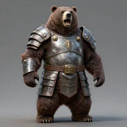 a full body painting of a giant bear wearing armor, roaring, realistic, detailed, matte painting, 8 k, artstation,