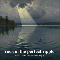 a liminal paul jenkins and rockwell kent painting titled'rock in the perfect ripple'