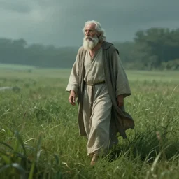 old prophet wandering about a meadow. subsurface scattering. - c 1 0