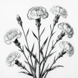 beautiful _ _ _ digital _ _ _ matte _ _ _ whimsical _ _ _ painting _ _ _ of _ _ _ whimsical _ _ _ botanical _ _ _ illustration _ _ _ black _ _ _ and _ _ _ white _ carnations _ _ _ flowers _ _ _ enchanted _ _ - h 7 6 8