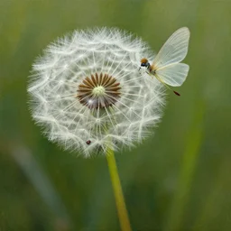 a beautiful fairytale painting of a dandelion seed that is also a fairy. the dandelion seed is the body of the fairy. beautiful clear painting by arthur rackham