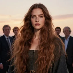 photographic portrait of a stunningly beautiful renaissance female in soft dreamy light at sunset, freckles, extremely long flowing hair, contemporary fashion shoot, by edward robert hughes, annie leibovitz and steve mccurry, david lazar, jimmy nelsson, breathtaking, 8 k resolution, extremely detailed, beautiful, establishing shot, artistic, hyperrealistic, beautiful face, octane render