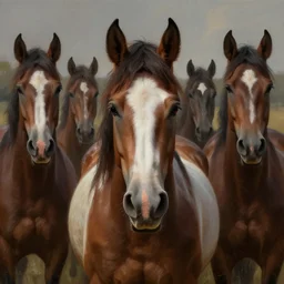 a herd of horses, detailed, centered, digital painting, artstation, concept art, donato giancola, joseph christian leyendecker, wlop, boris vallejo, breathtaking, 8 k resolution, extremely detailed, beautiful, establishing shot, artistic, hyperrealistic, beautiful face, octane render, cinematic lighting, dramatic lighting, masterpiece