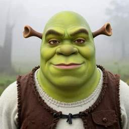 closeup portrait, josef stalin as shrek in a foggy swamp, natural light, sharp, detailed face, magazine, press, photo, steve mccurry, david lazar, canon, nikon, focus