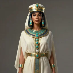 woman sumerian tan skin, priestess, cleric robes, turquoise jewelry, karol bak, donato giancola, digital art, ambient lighting, studio lighting,