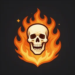 flat fantasy art rpg skill icon of divine burning skeleton