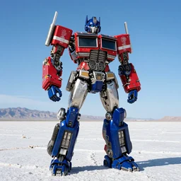 Character Portrait of Jetfire from Transformers on a clear sunny day with a blue sky standing in the bonneville salt flats, Jetfire!!!!!, Jet parts, Intricate, Highly Detailed, Transformers!!!!!!!!!!!!!, Skyfire, Battroid Mode, Zone of Enders, Genesis of Aquarion, Aquarion, Anime Robots, Mecha Anime, Anime, Robots, Robot, Robot Mode, 8k, ultra realistic, illustration, splash art, rule of thirds, good value control, Umanosuke Iida