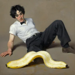 alex grey painting depicting charles manson slipping on a banana peel