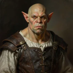 portrait of orc warrior wearing an overbust corset with dress. extreme fine detail background, highly detailed, detailed eyes, high quality, digital painting, hyperrealistic, by gaston bussiere, j. c. leyendecker, craig mullins