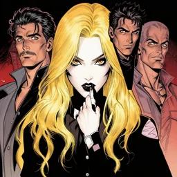 rafael albuquerque comic art, peter mohrbacher, steve niles, phil noto, artgerm, pretty taissa farmiga witch, symmetrical eyes, long blonde hair