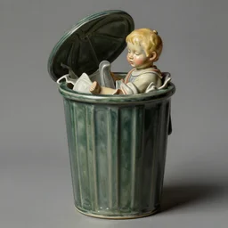 a painting of a garbage pail kids ceramic toy, a flemish baroque by dino valls, trending on zbrush central, classical realism, flemish baroque, hyper realism, chiaroscuro