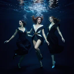 underwater fashion photography of absurdly beautiful, graceful, elegant, sophisticated, fashionable model in style of zena holloway, irakli nadar, bioluminescence, bloom, dim rim lighting, by victor grasso