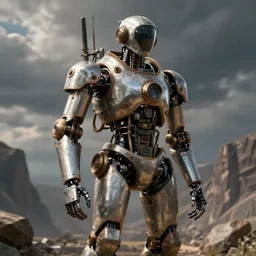 Steampunk humanoid robot, digital art, artstation, detailed, realistic