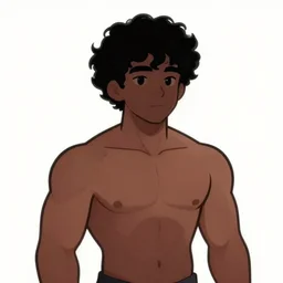 an animated profile picture, featuring the silhouette of a very muscular, curly haired man, standing a top a mound of dead teletubbies.