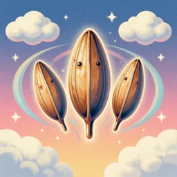 Fruition Seeds, swirling magic clouds, 70s graphic style