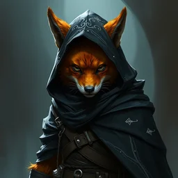 an orange fur khajiit thief, black cloak and hood, concept character by jason edmiston and ilya repin, trending on artstation