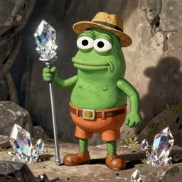 pepe the miner with crystals, james gurney