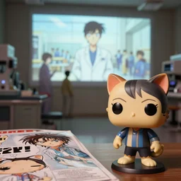 fuji 5 0 r, 3 5 mm, seinen manga ; dodeska den film still of busy medical bay interior with window view of ; in the background projection of beautiful ran film still of funko pop cat statue scene in style of 1 9 9 0 frontier in closeup porcelain photography magazine architectural studio edition, highly detailed, cinematic lighting, 8 k