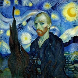 A god of death in the style of van gogh