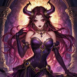 the portrait of chaotic evil sensual female necromancer overlord as absurdly beautiful, gorgeous, elegant, sadistic young idol, an ultrafine hyperdetailed illustration by kim jung gi, irakli nadar, intricate linework, bright colors, octopath traveler, final fantasy, unreal engine 5 highly rendered, global illumination, radiant light, detailed and intricate environment