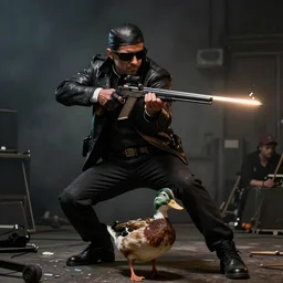 duck killer like Hitman concert art realistic